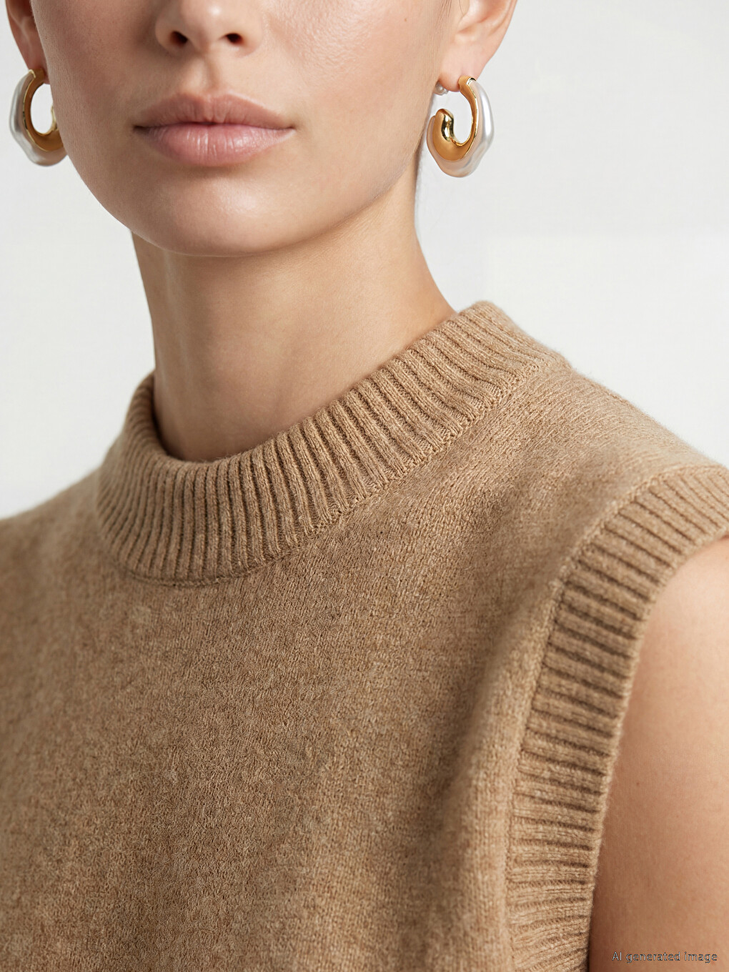 Pull-over En Tricot À Col Montant Pour Femme-2