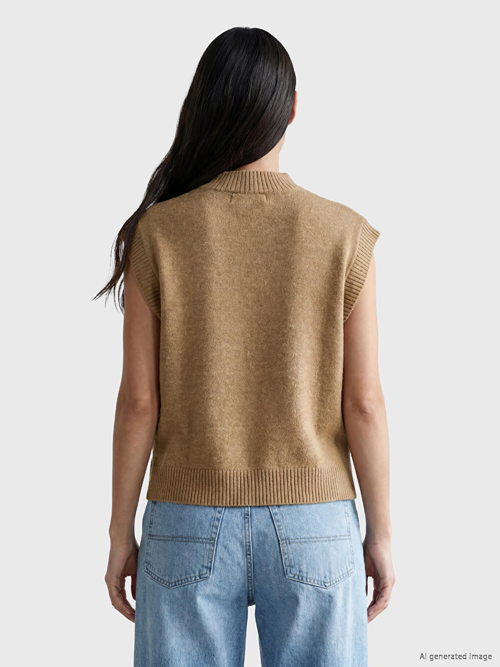 Pull-over En Tricot À Col Montant Pour Femme-3