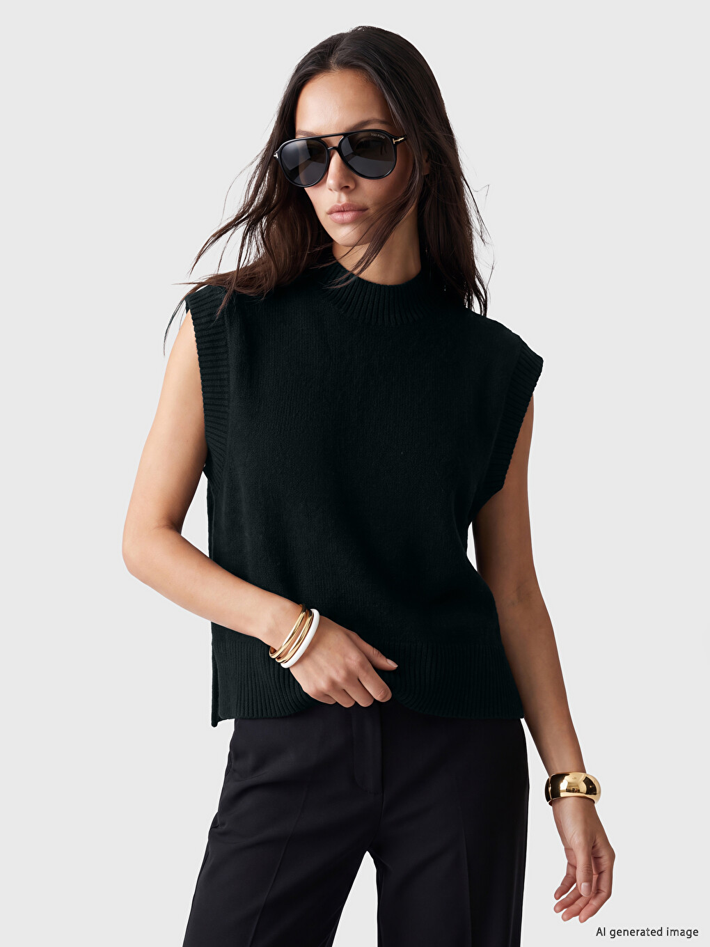 Mock Neck Women's Knitwear Sweater