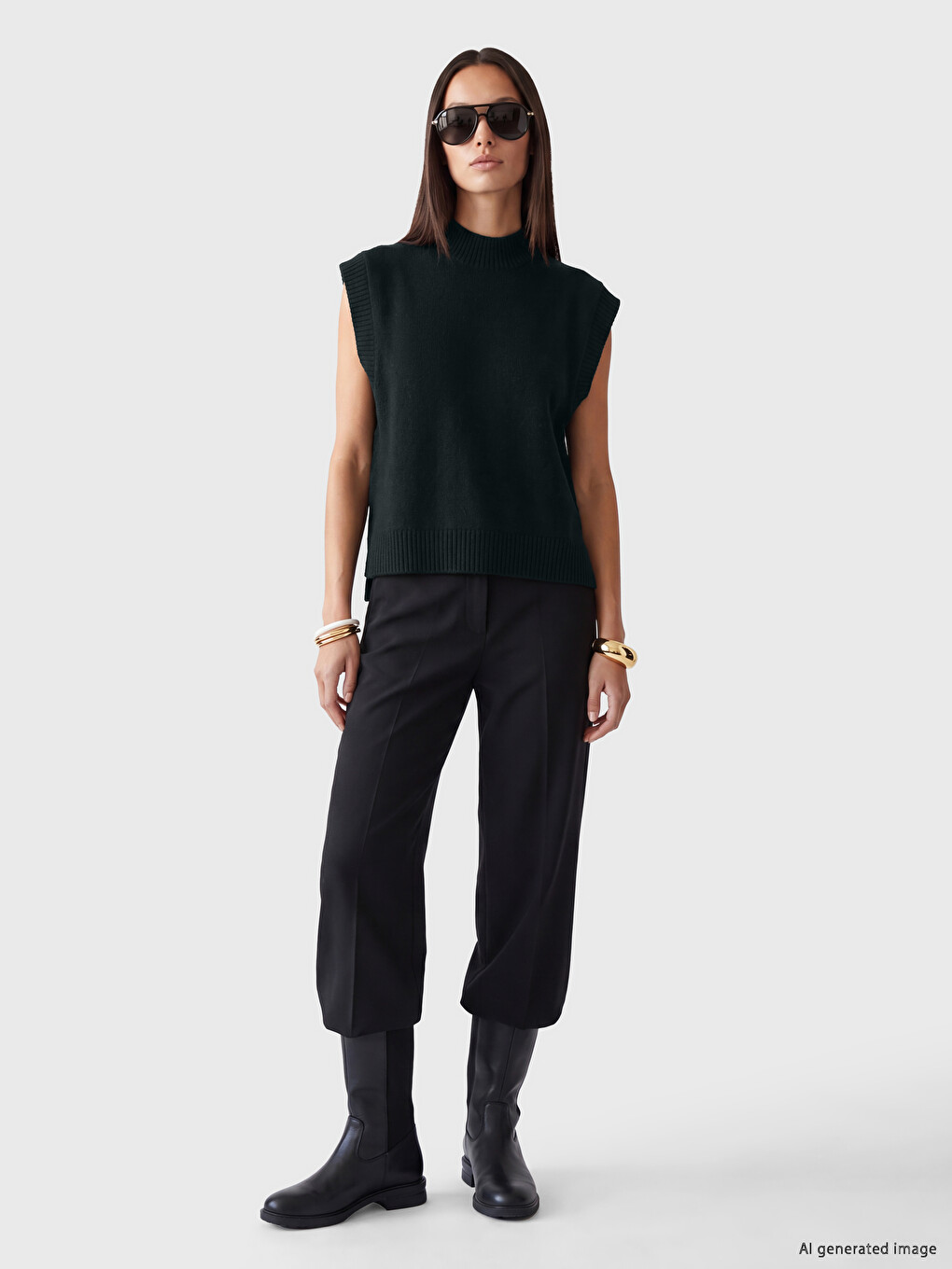 Mock Neck Women's Knitwear Sweater-1