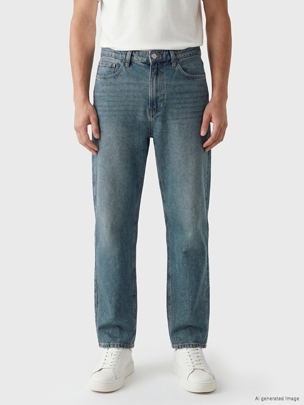 710 Loose Fit Ерлердің Джинсы Шалбары-1