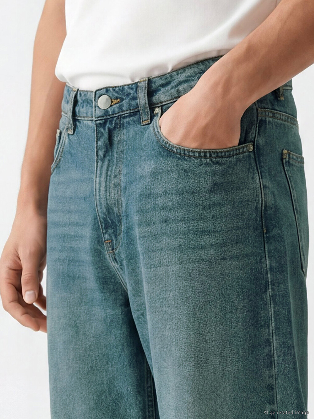 710 Loose Fit Ерлердің Джинсы Шалбары-2