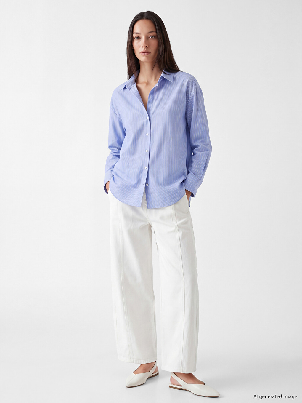 Striped Poplin Women's Shirt-1