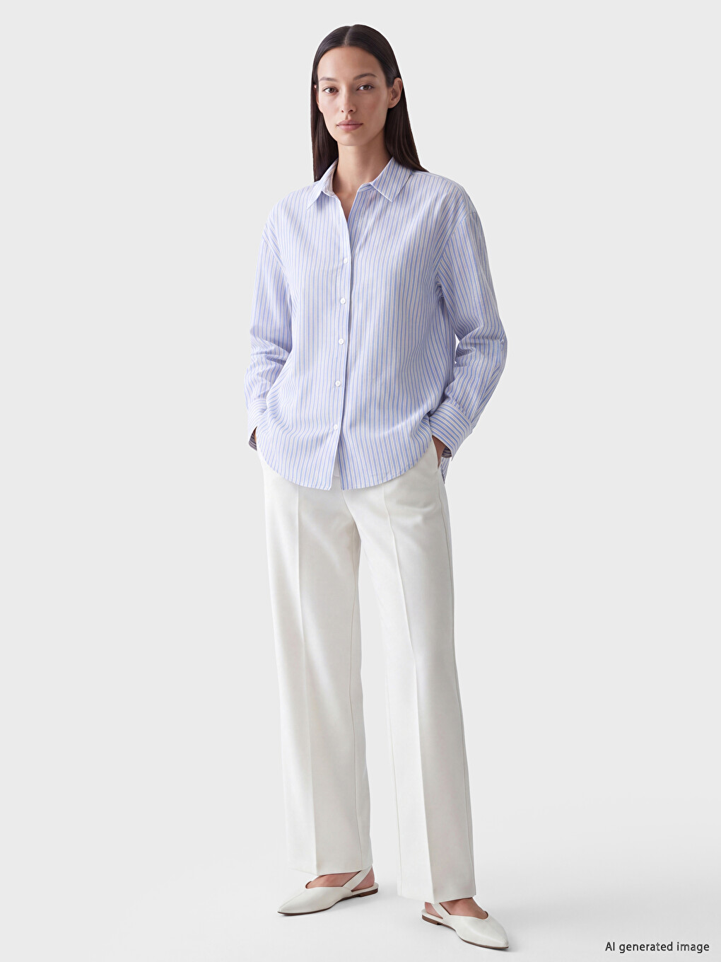 Striped Poplin Women's Shirt-1