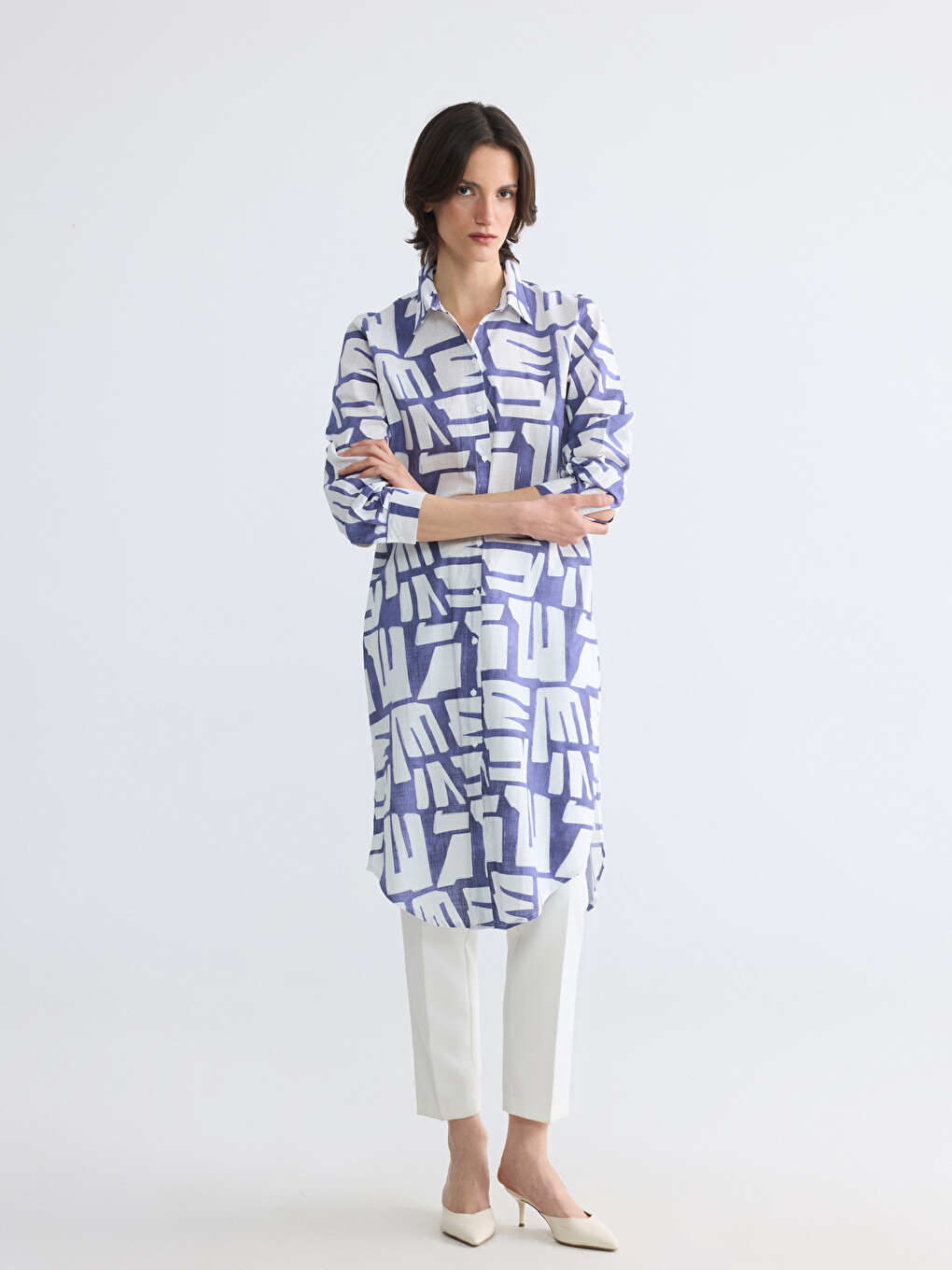 Woman Blue Shirt Tunic-1