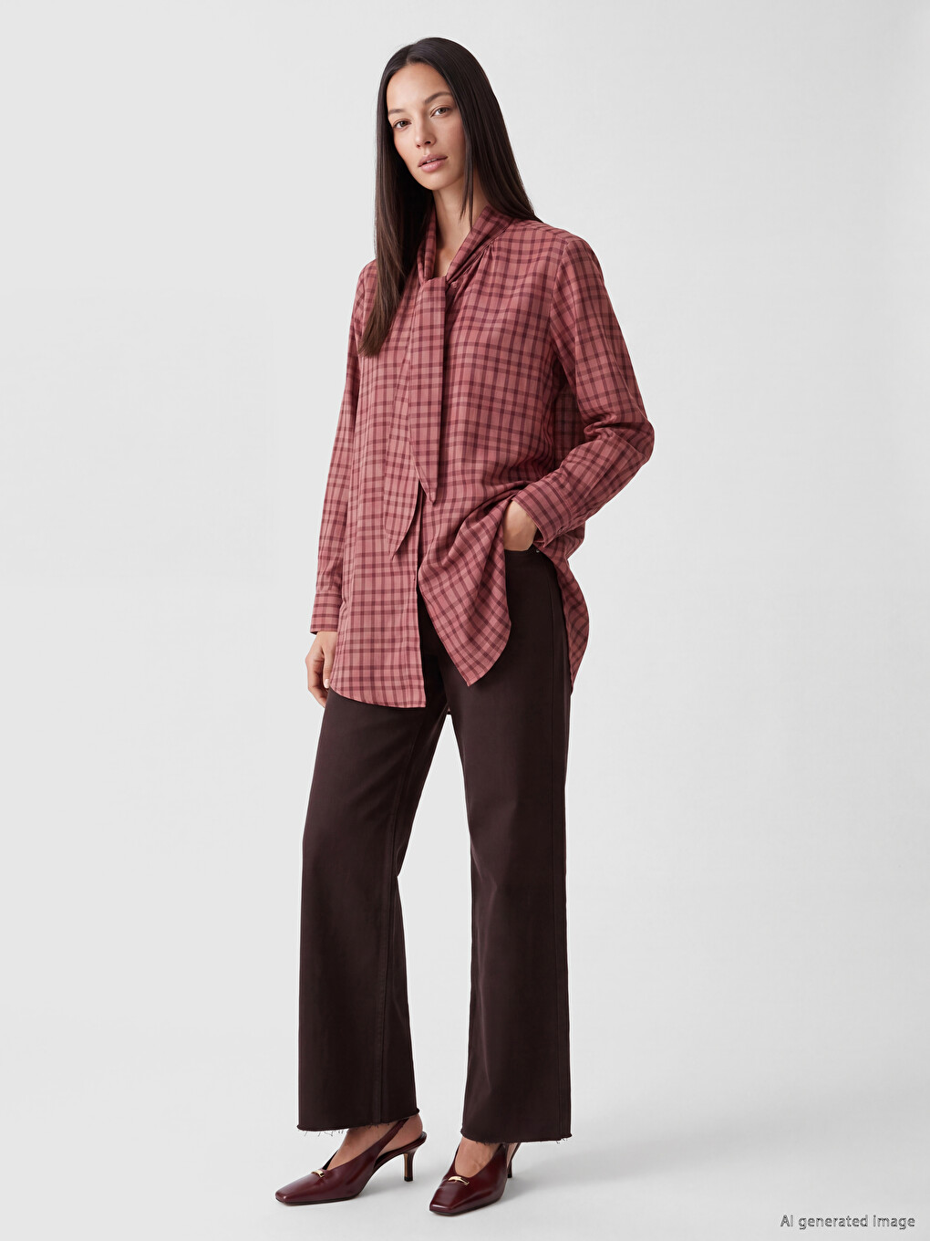 Checked Dobby Women's Shirt Tunic-1