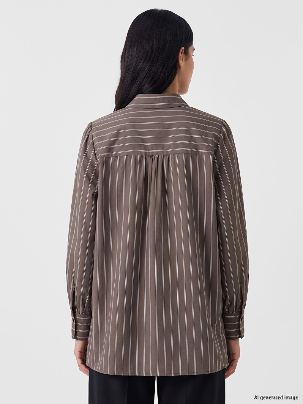 Gestreifte Oversize-dobby Damen-hemd-tunika-3