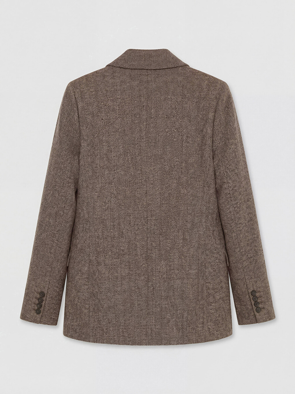 Bej Kruvaze Yaka Desenli Kadın Blazer Ceket-5