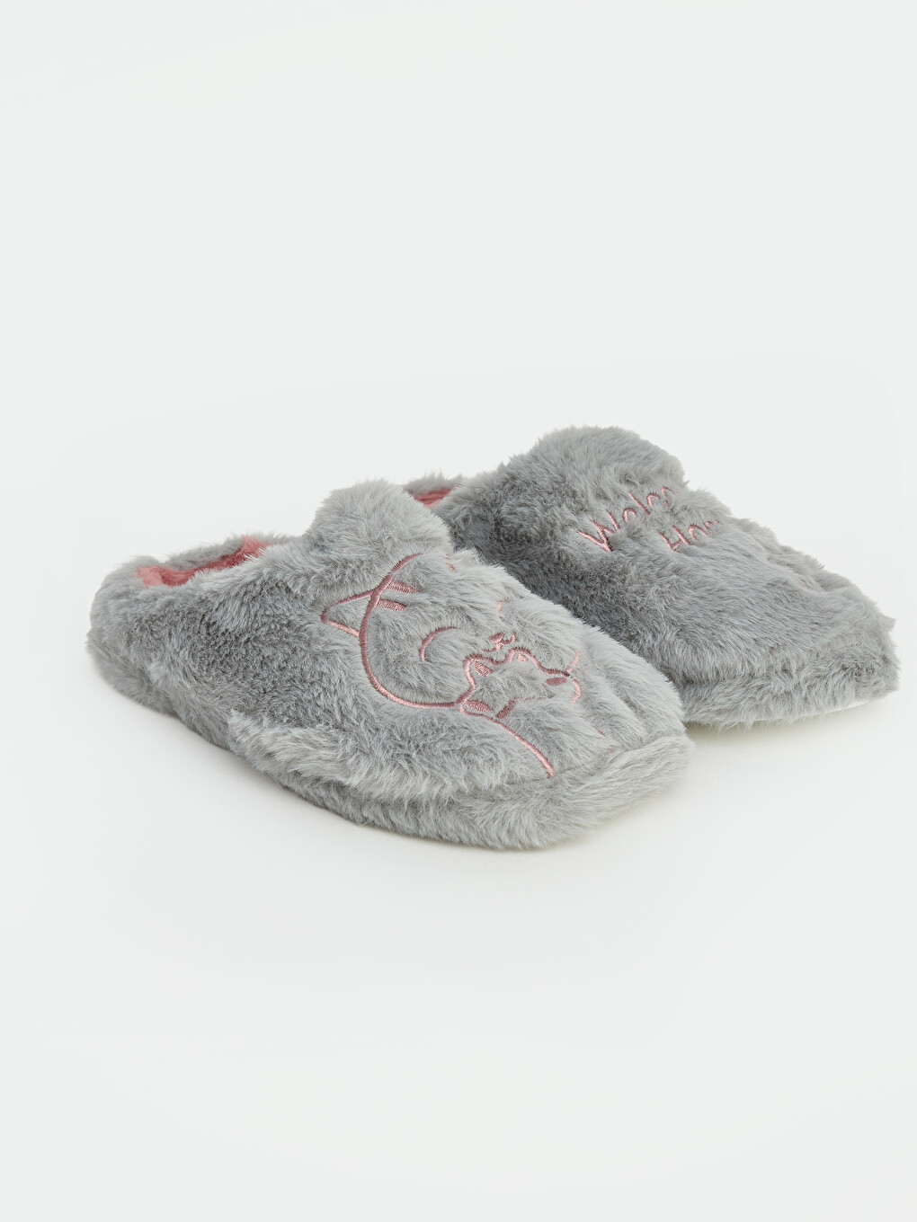 Cat Embroidered Girls' Plush Home Slipper