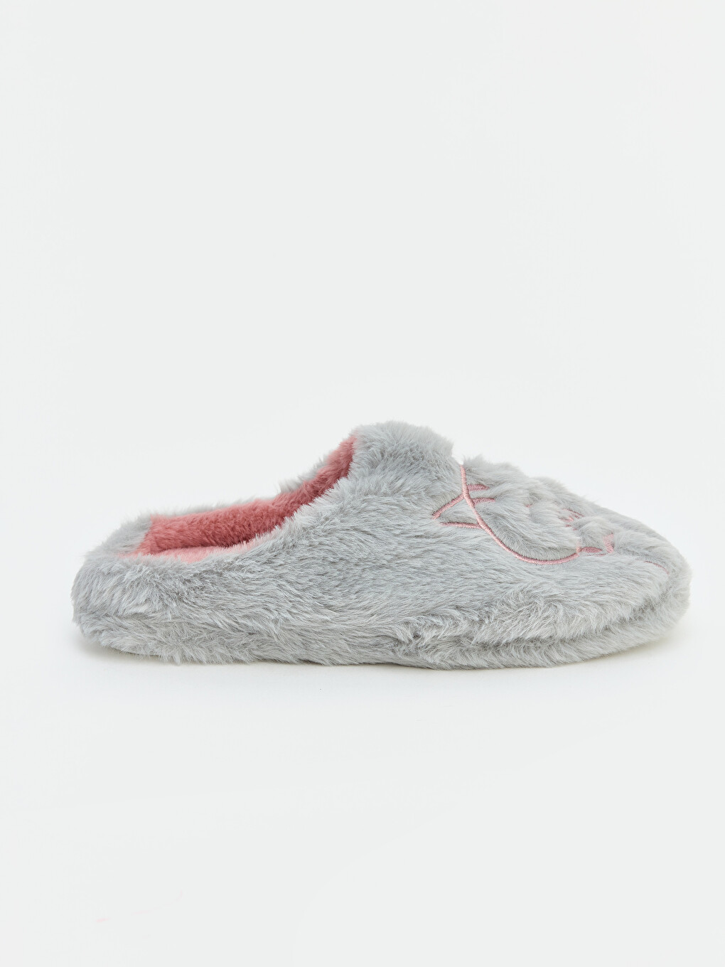 Cat Embroidered Girls' Plush Home Slipper-1