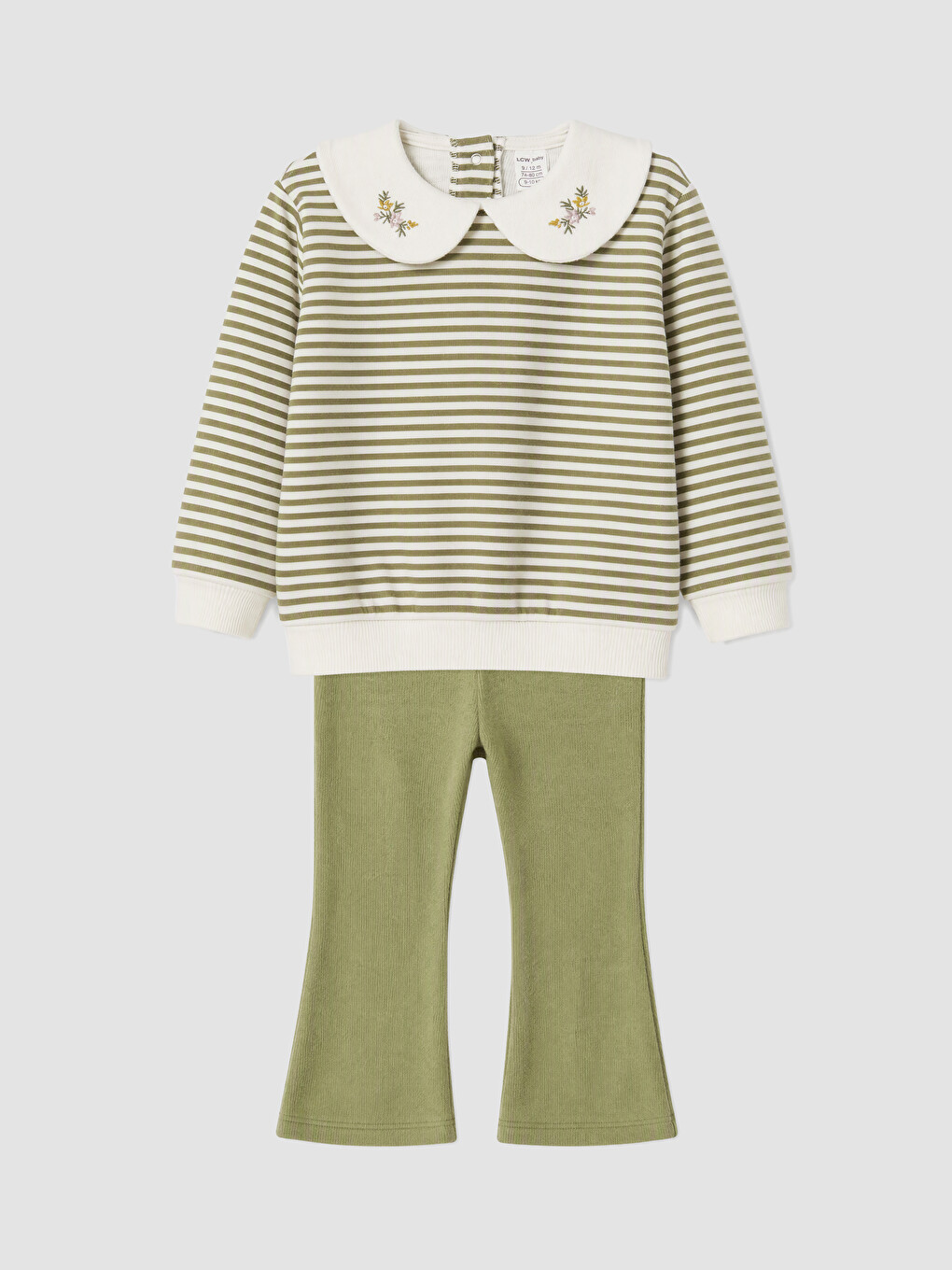 Embroidered Striped Baby Girls' Set