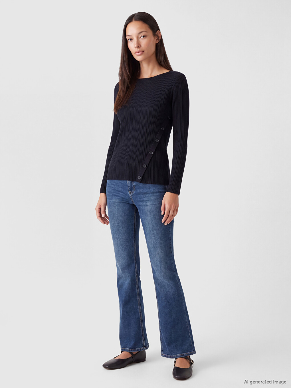 Boat Neck Button Detailed Women's Knitwear Sweater-1
