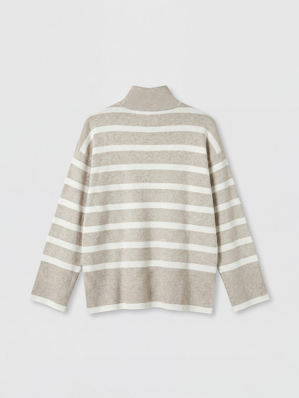 Half Mock Turtleneck Striped Women's Knitwear Sweater-5