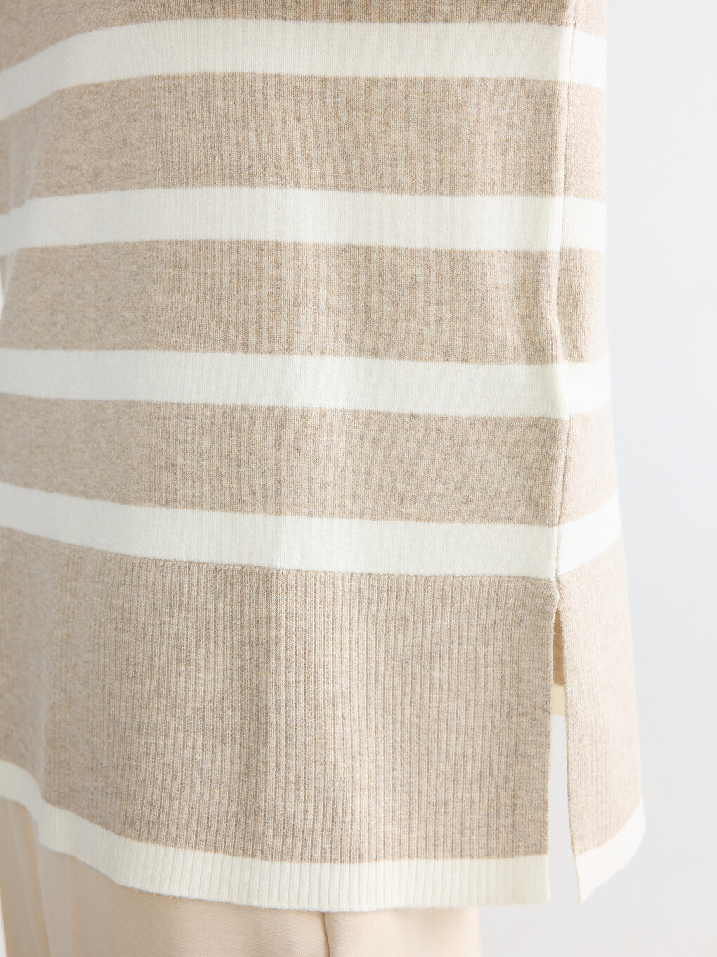 Half Mock Turtleneck Striped Women's Knitwear Sweater-2