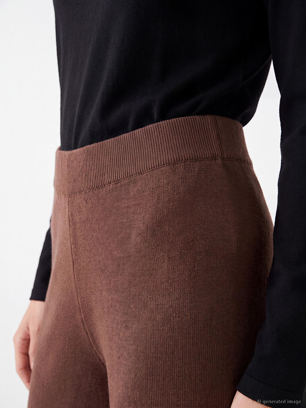 Pantaloni Tricot Femeie Cu Talie Elastică-2