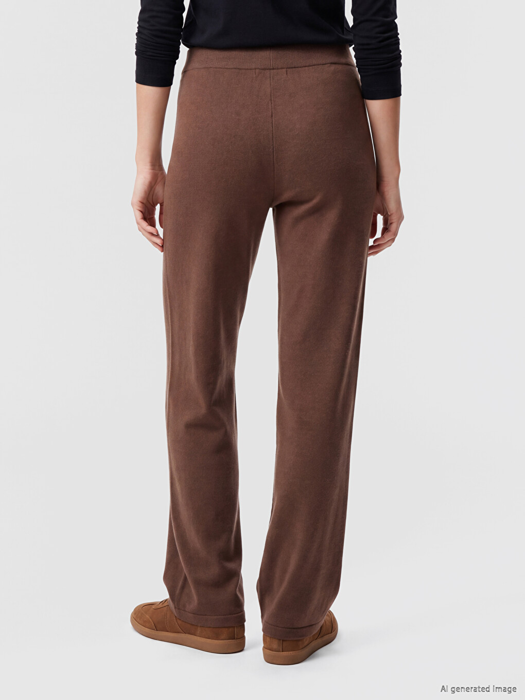 Pantaloni Tricot Femeie Cu Talie Elastică-3