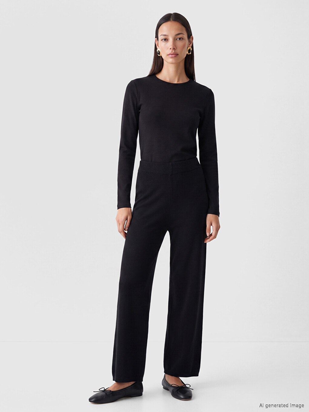 Pantaloni Tricot Femeie Cu Talie Elastică