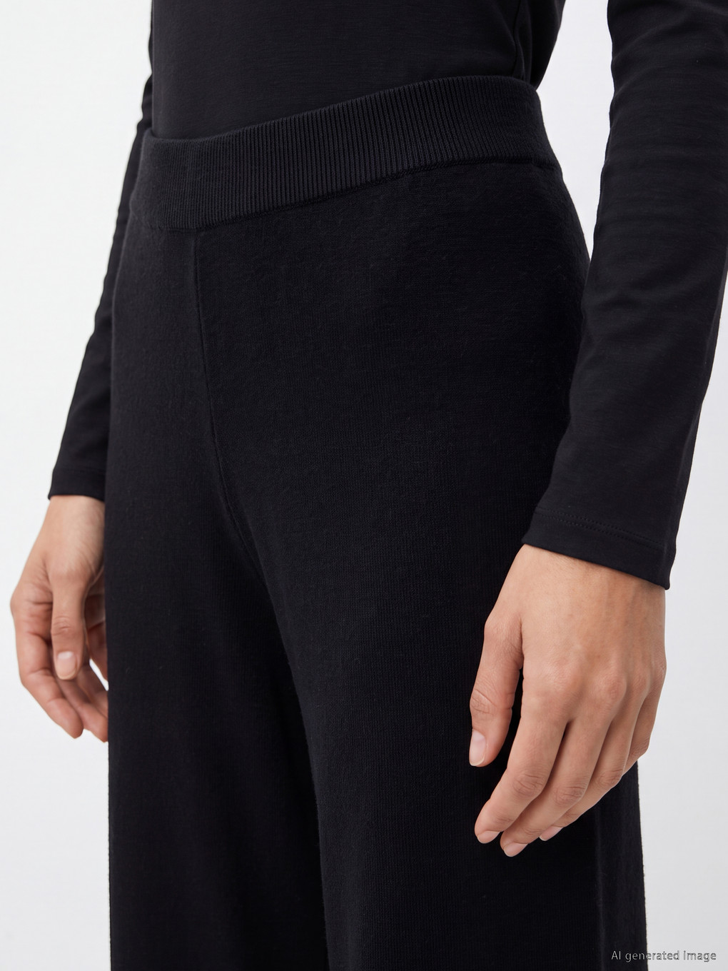 Pantaloni Tricot Femeie Cu Talie Elastică-2