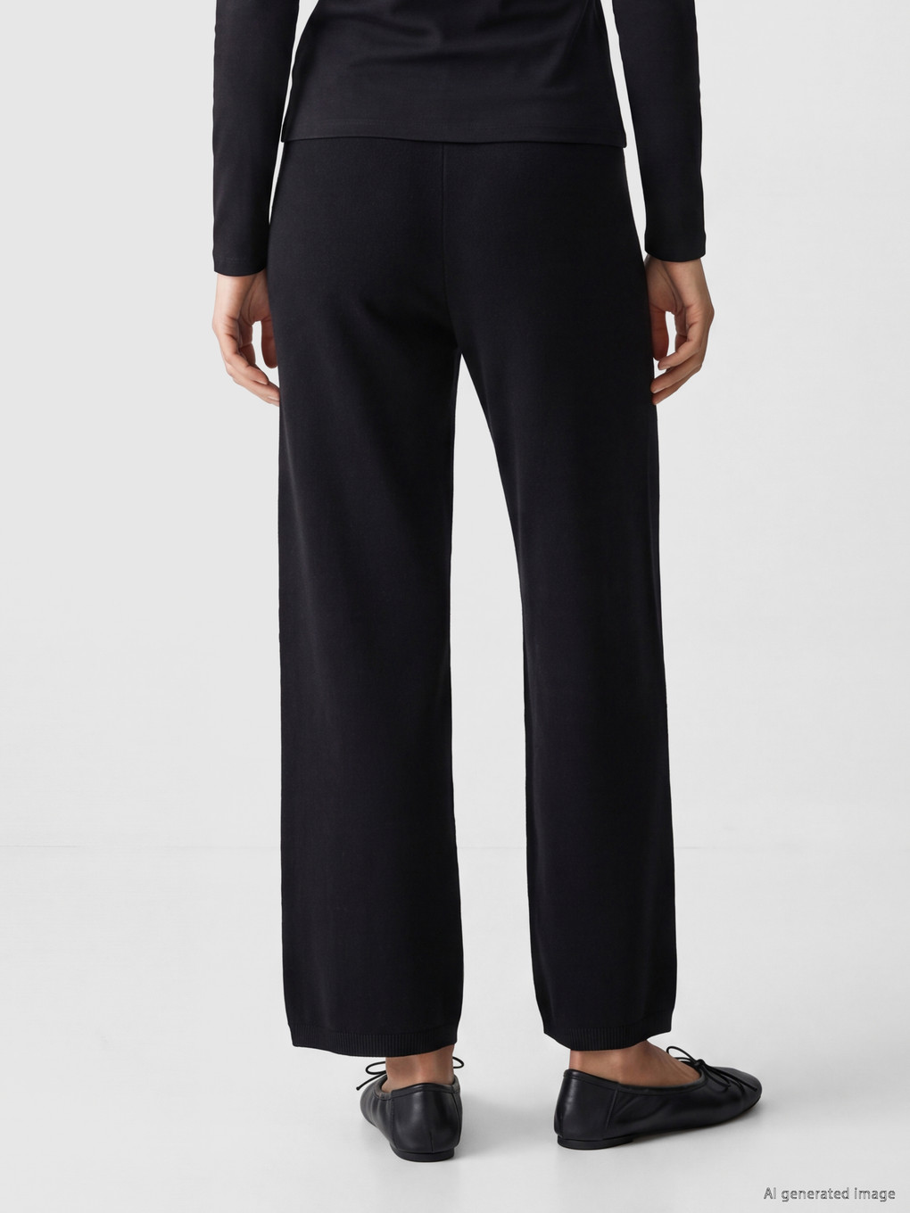 Pantaloni Tricot Femeie Cu Talie Elastică-3
