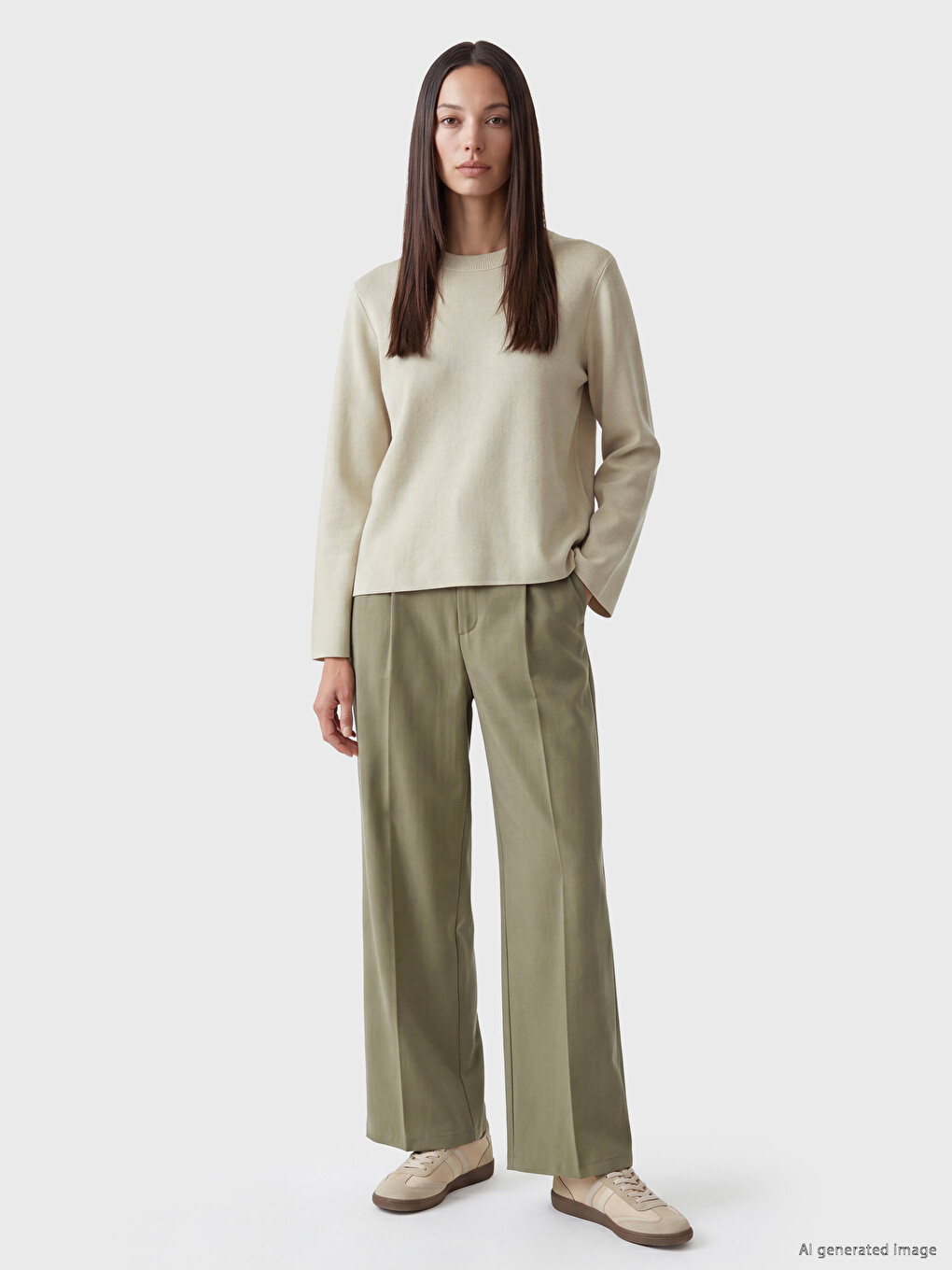 Crew Neck Women's Knitwear Sweater-1