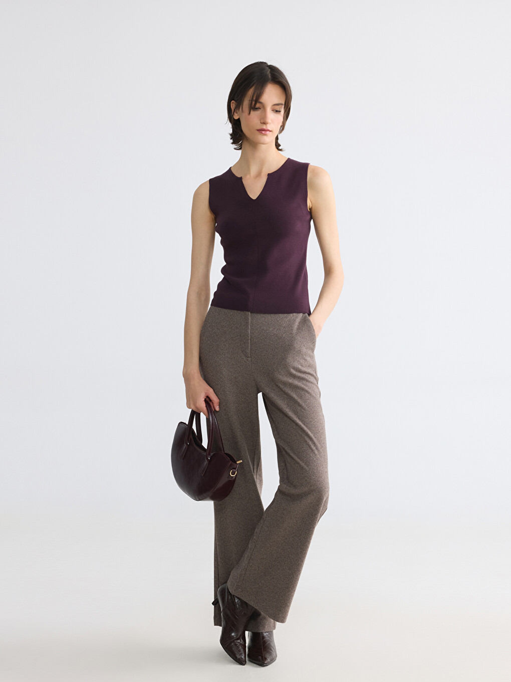 V Neck Women's Knitwear Tank Top-1