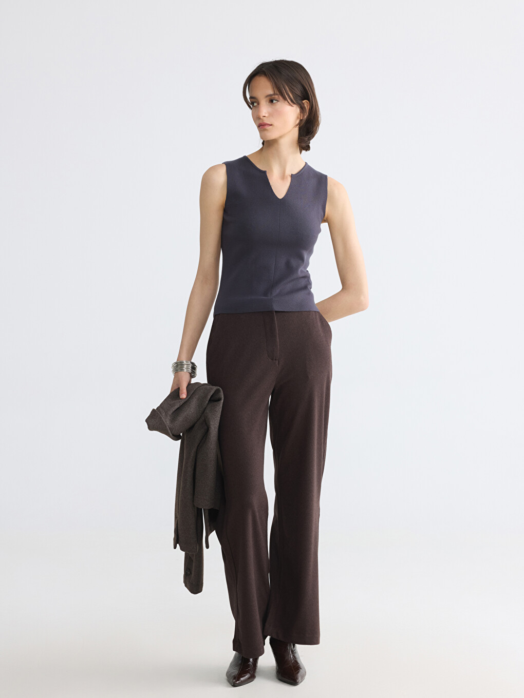 V Neck Women's Knitwear Tank Top-1