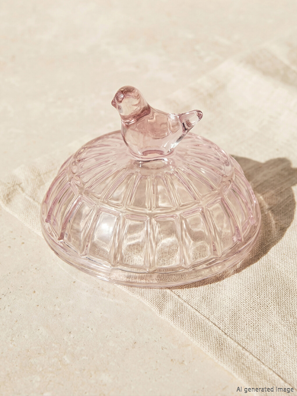 Bird Figured Glass Lidded Sugar Bowl 295 Ml-1
