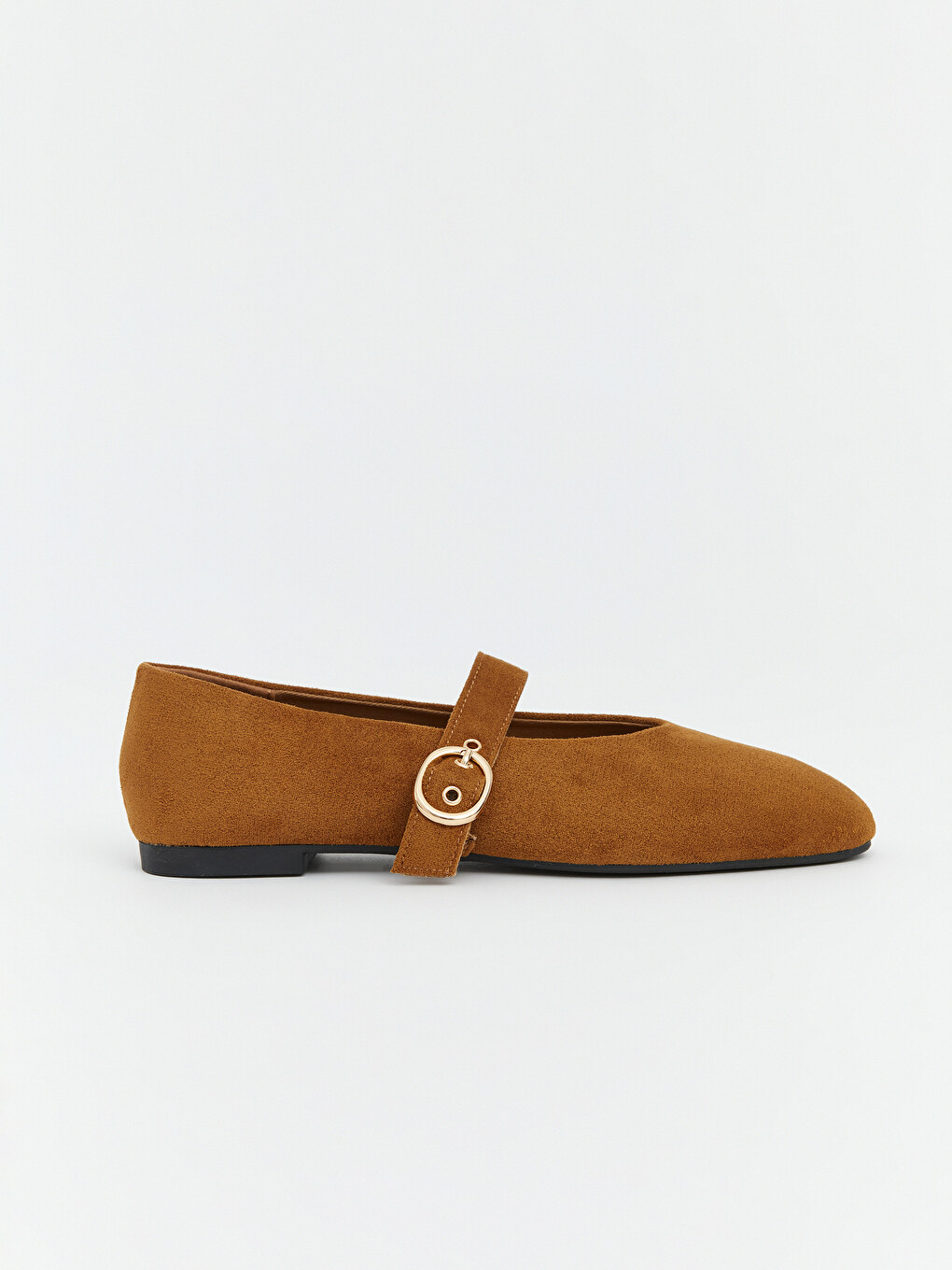 Square Toe Buckle Detailed Women's Ballet Flats-1