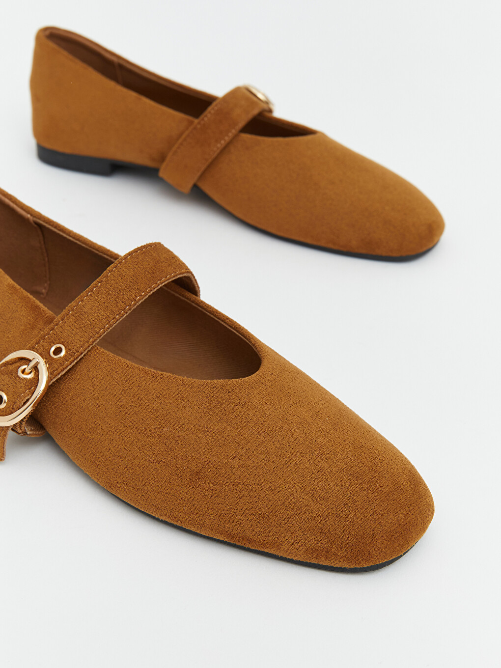 Square Toe Buckle Detailed Women's Ballet Flats-2
