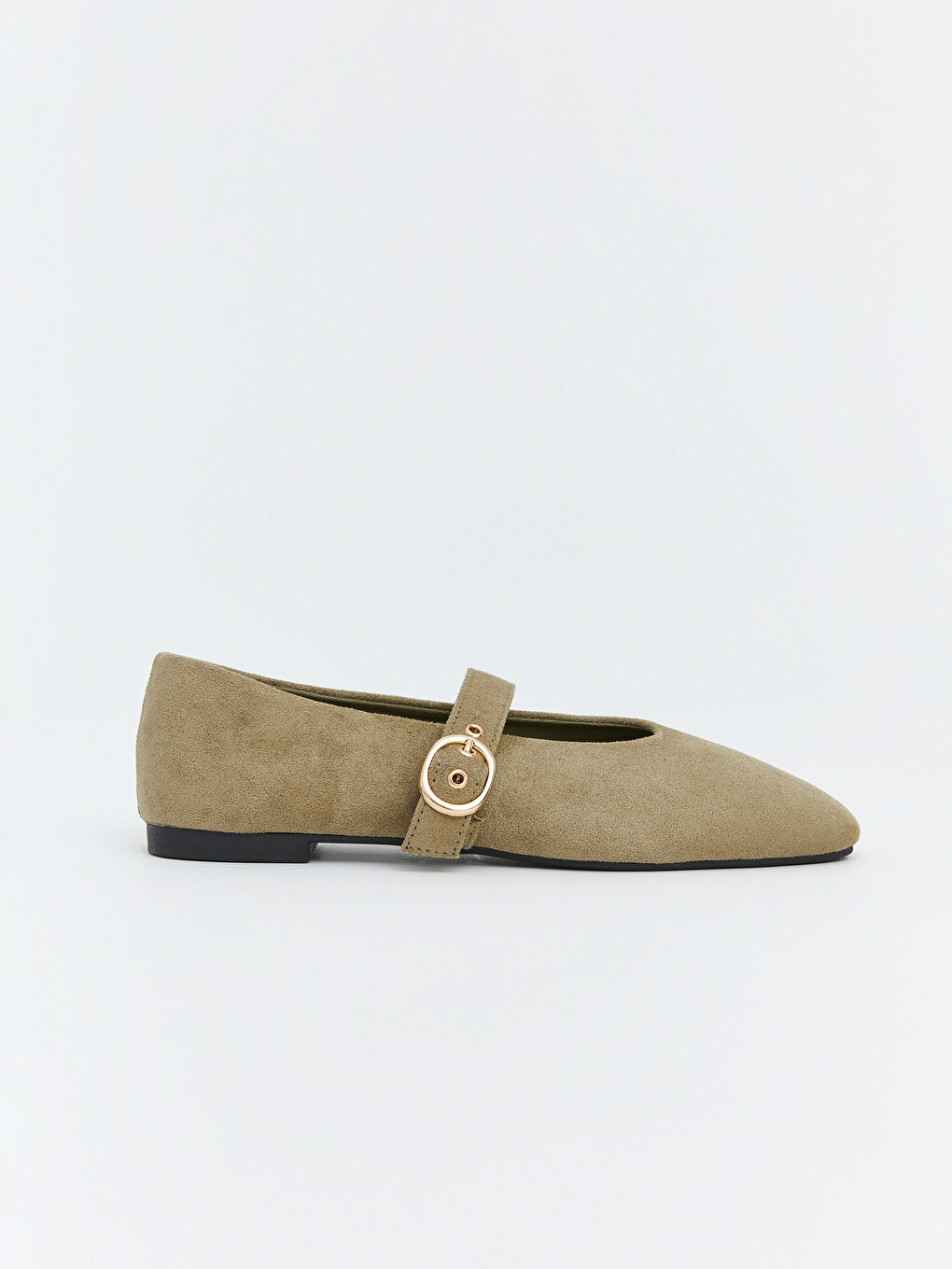 Square Toe Buckle Detailed Women's Ballet Flats-1