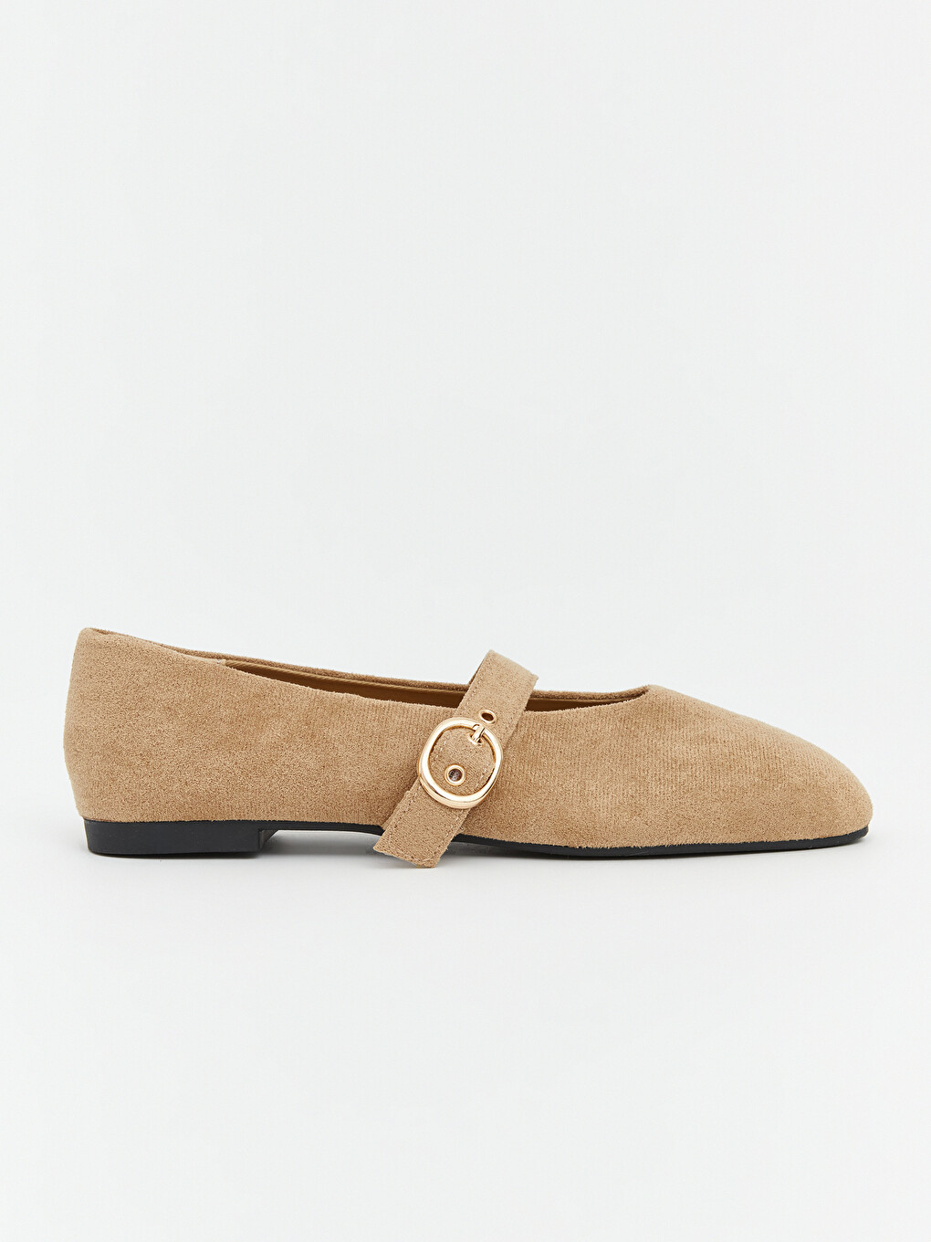 Square Toe Buckle Detailed Women's Ballet Flats-1