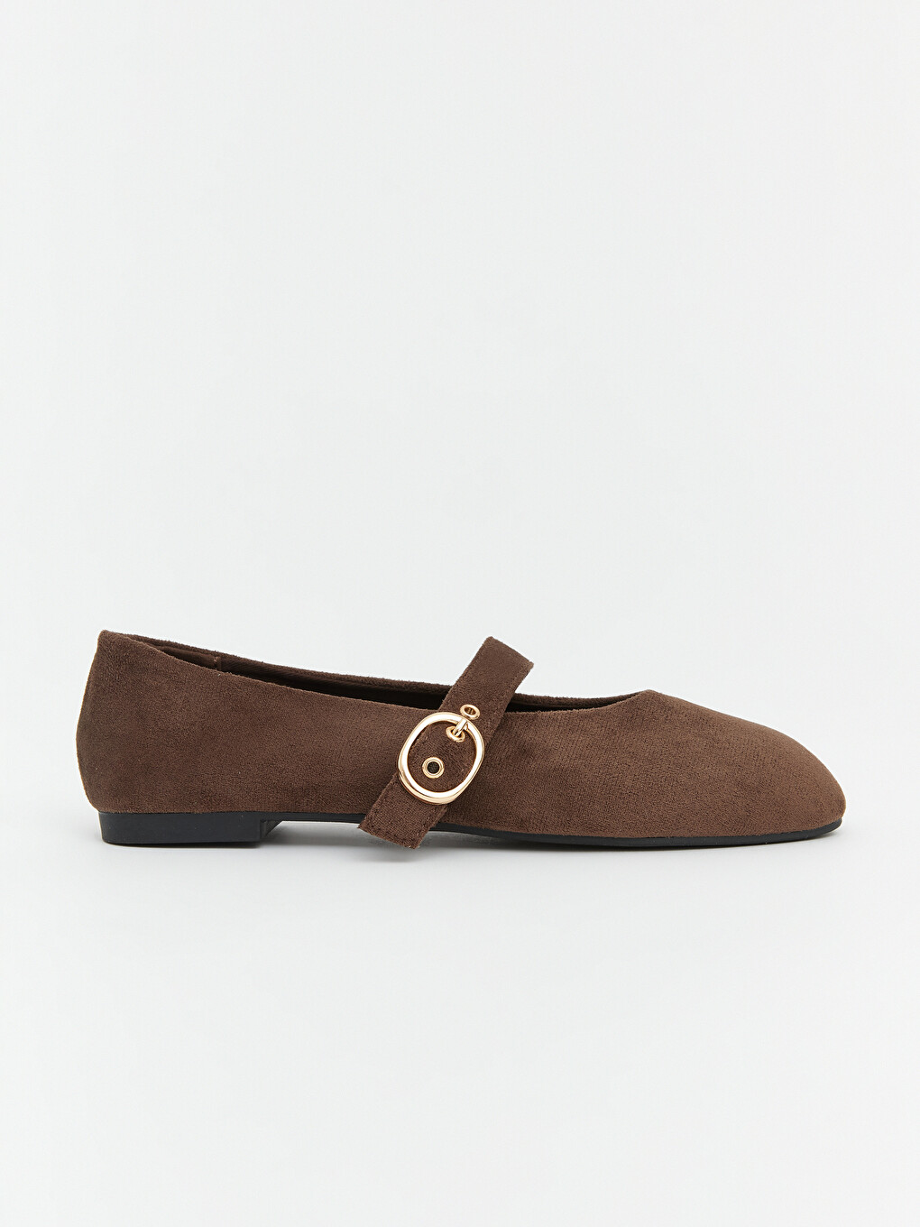 Square Toe Buckle Detailed Women's Ballet Flats-1