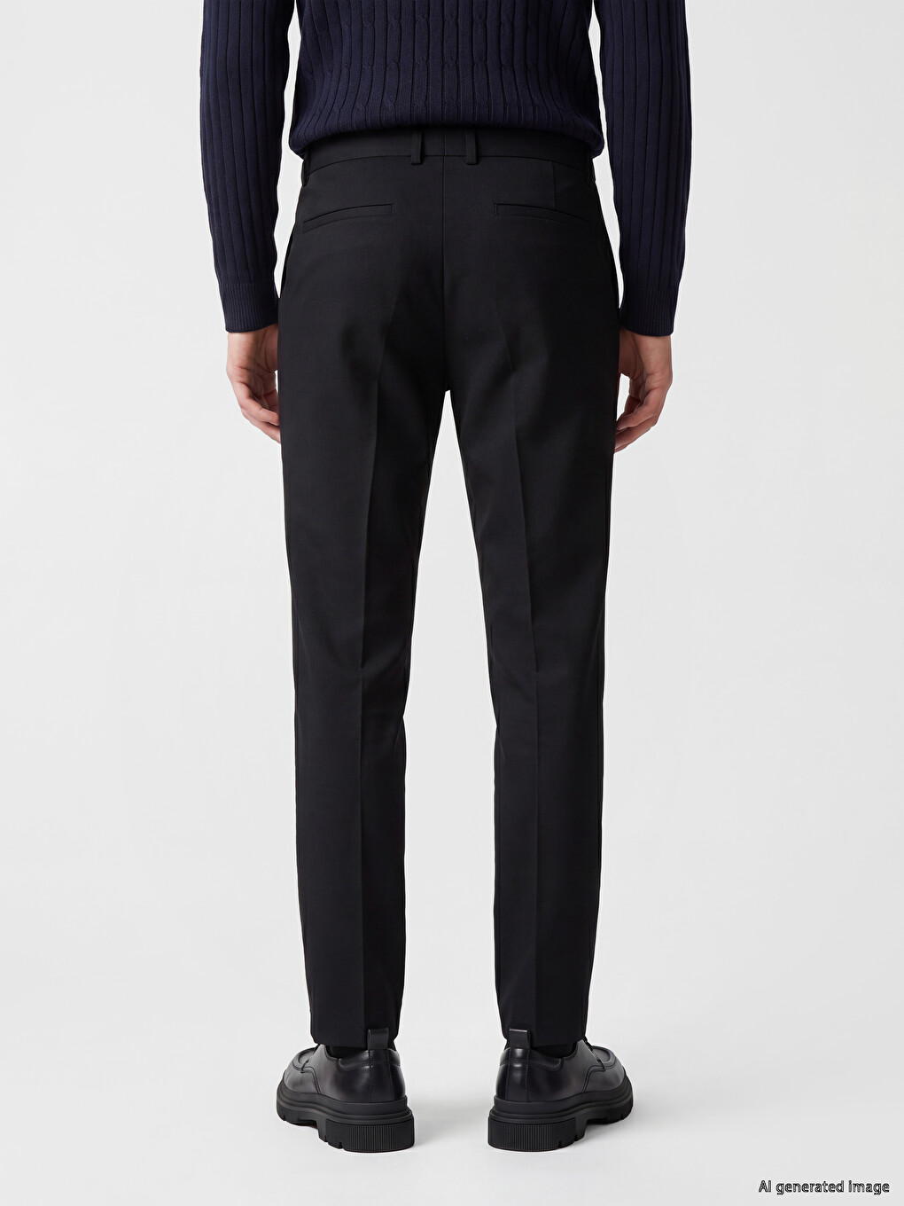 Siyah Regular Fit Erkek Pileli Pantolon-3