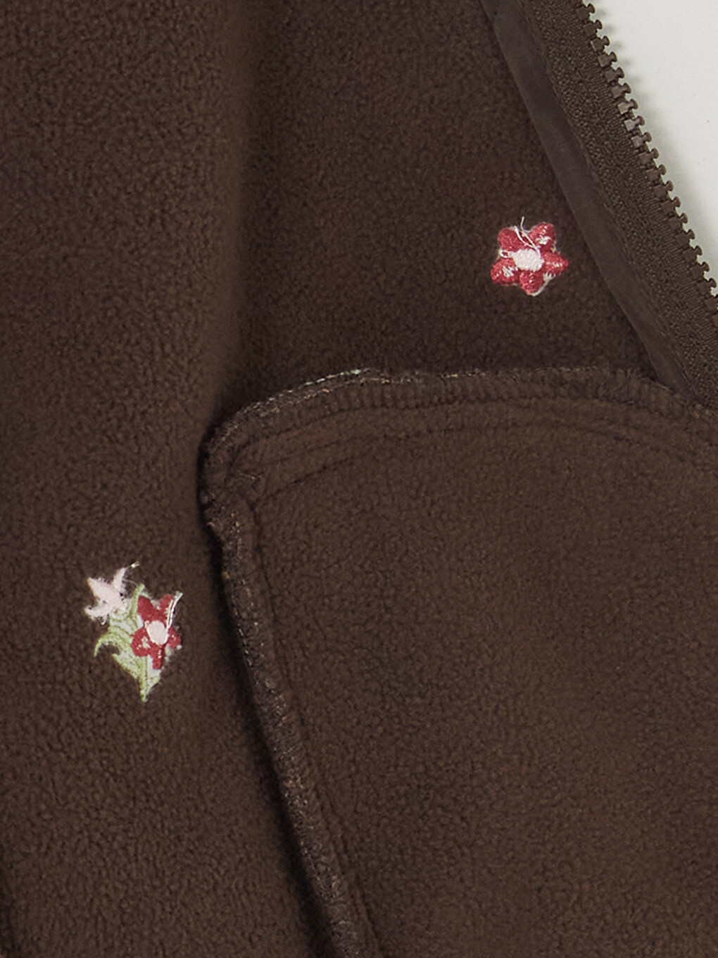 Grandad Collar Embroidered Girls' Plush Coat-2