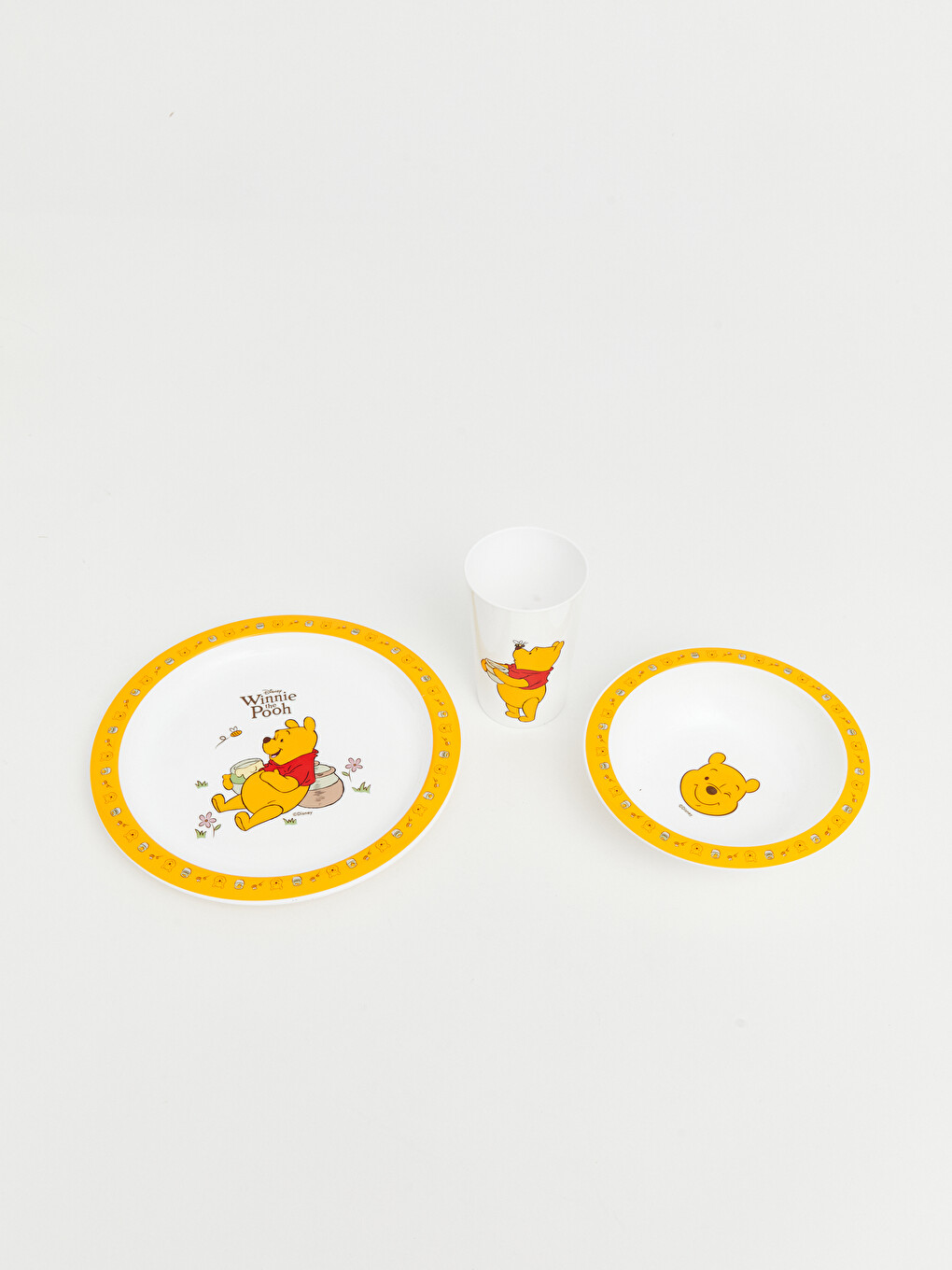 Winnie The Pooh Printed Plate Bowl And Cup Set-2