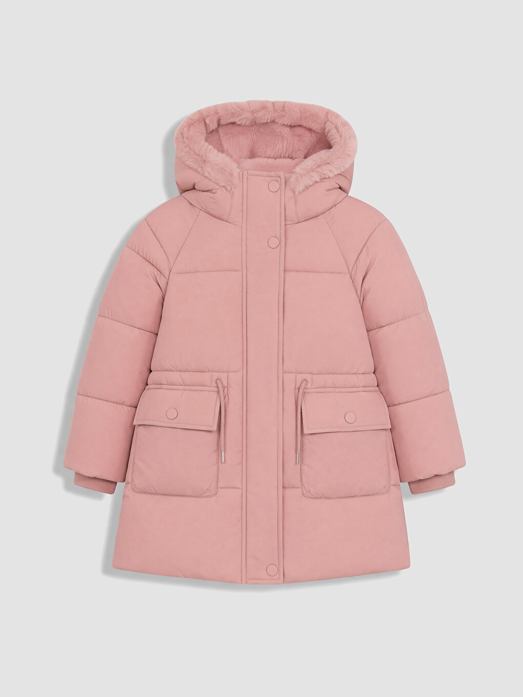 Furred Hooded Girls' Water Repellent Coat