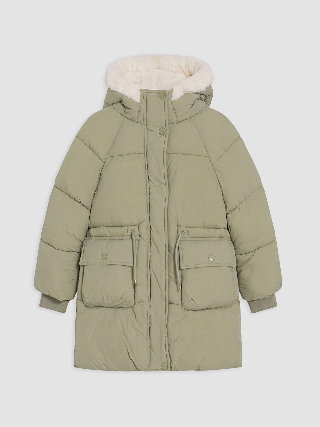 Furred Hooded Girls' Water Repellent Coat