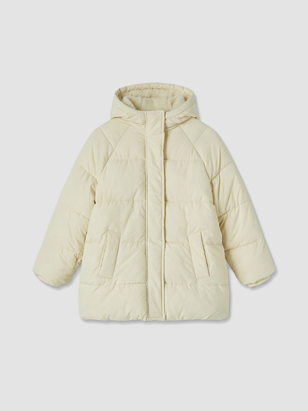 Sarı Regular Fit Kapüşonlu Kız Çocuk Şişme Mont