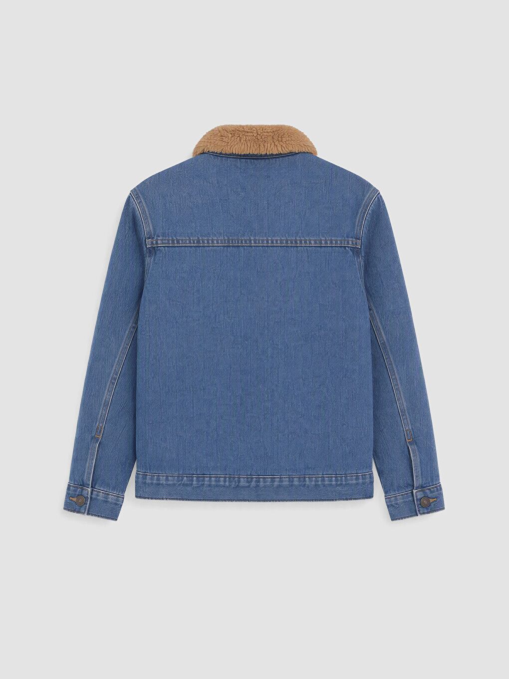 İndigo Kürk Yaka Polar Astarlı Erkek Çocuk Jean Ceket-3