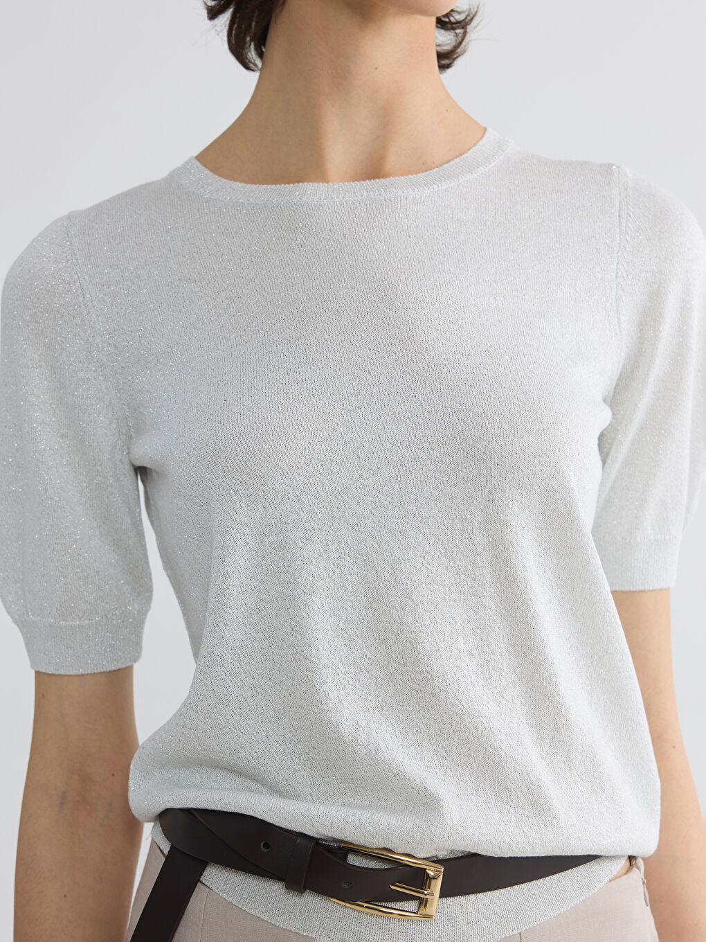 Gri Bisiklet Yaka Kadın Triko Kazak-2