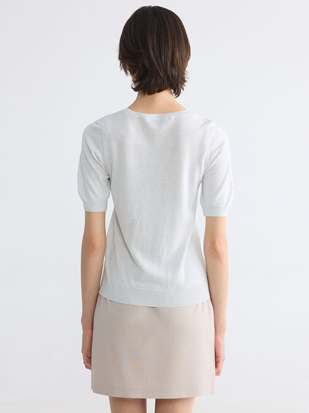 Gri Bisiklet Yaka Kadın Triko Kazak-3