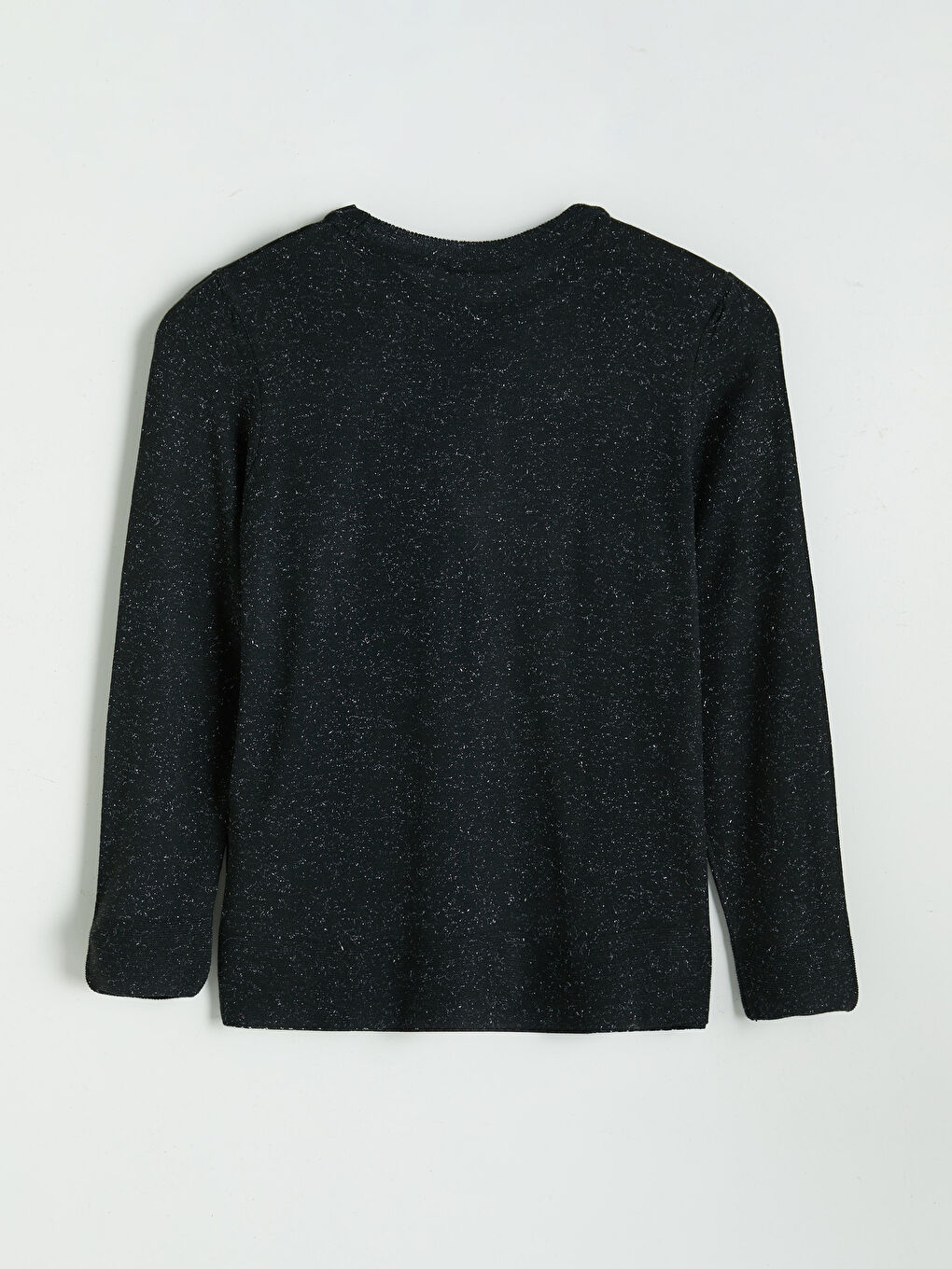 Siyah Bisiklet Yaka Simli Kadın Triko Kazak-1