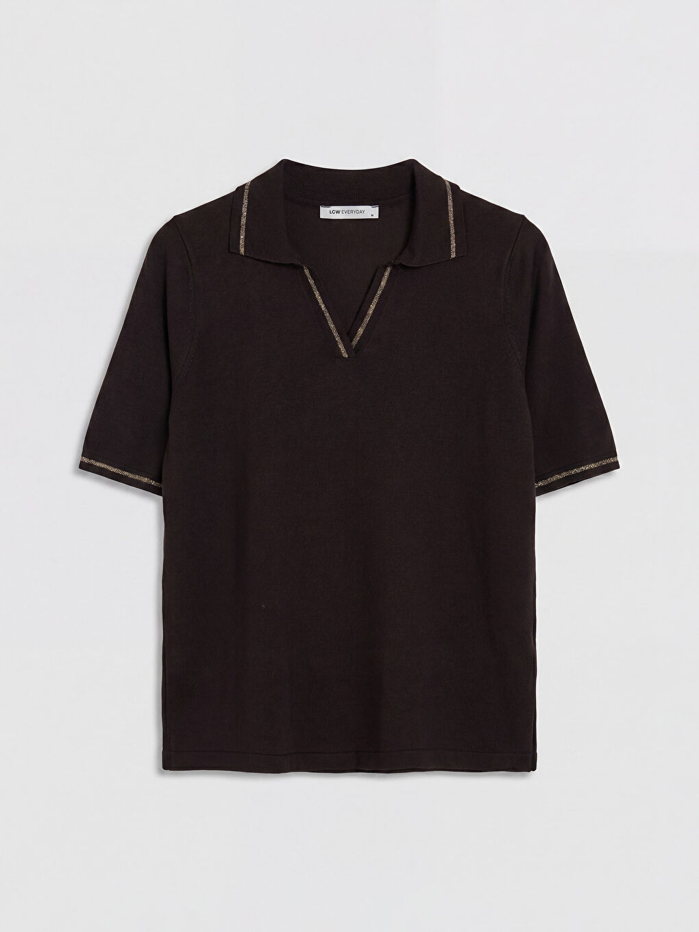 Kahverengi Polo Yaka Kadın Triko Kazak