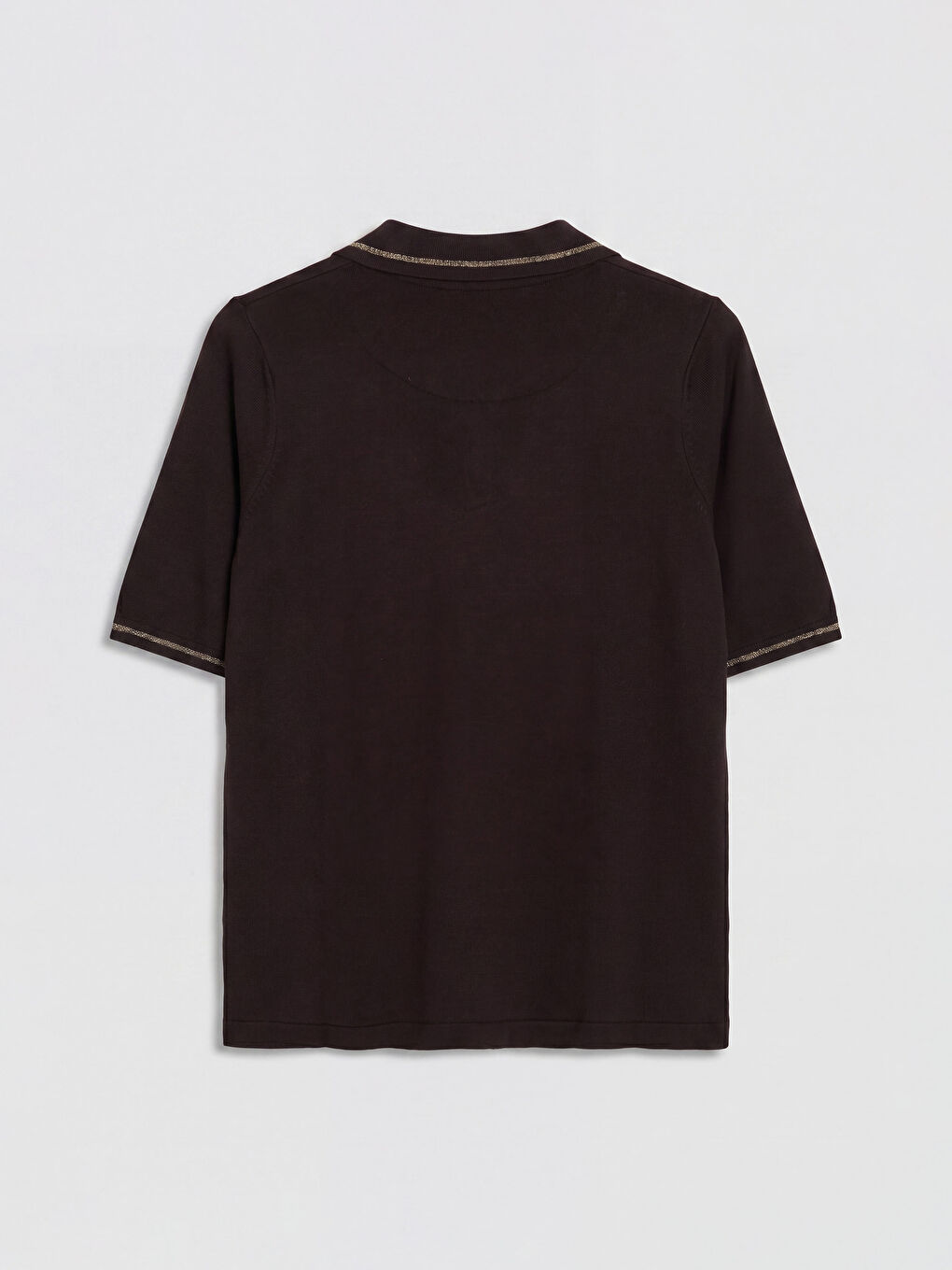 Kahverengi Polo Yaka Kadın Triko Kazak-1