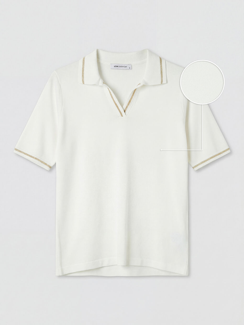 Beyaz Polo Yaka Kadın Triko Kazak-4