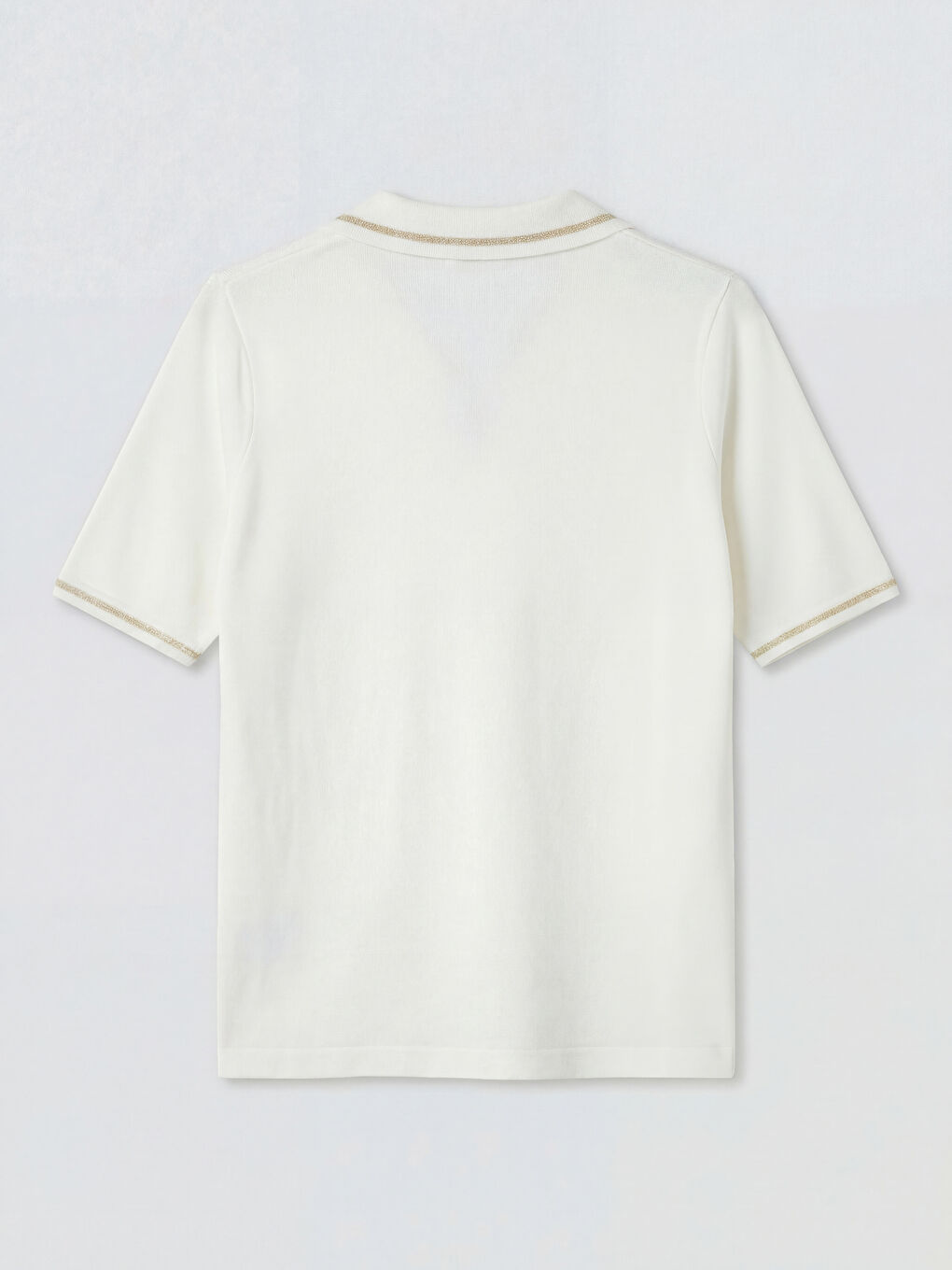 Beyaz Polo Yaka Kadın Triko Kazak-5