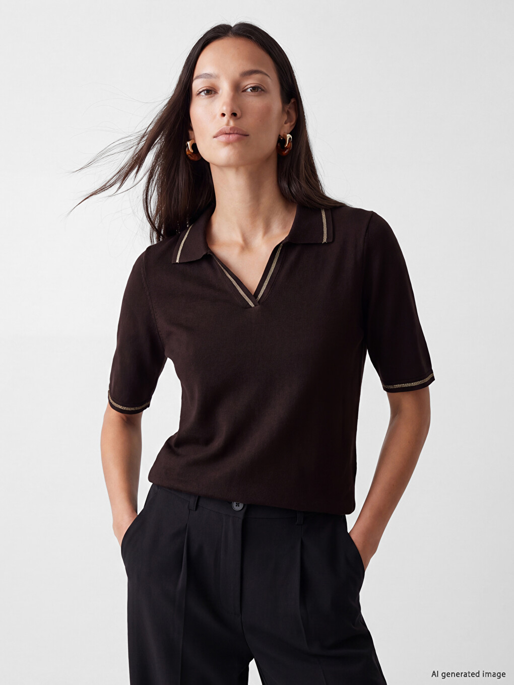Polo Collar Women's Knitwear Sweater