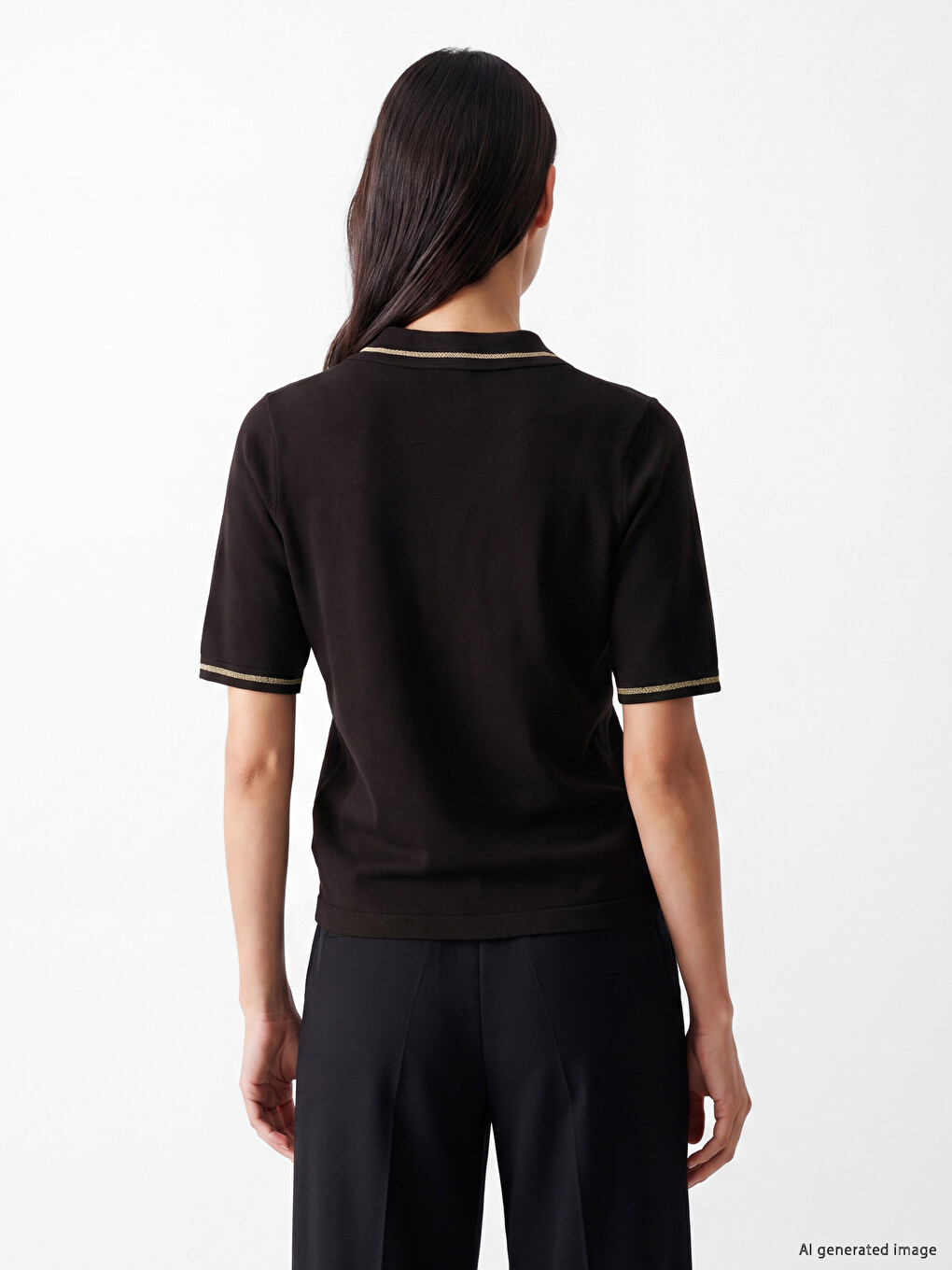 Polo Collar Women's Knitwear Sweater-3