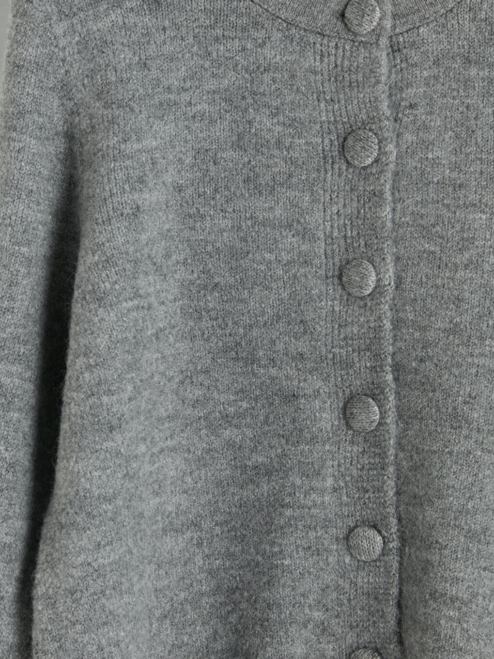 Gri Bisiklet Yaka Kadın Triko Hırka-6