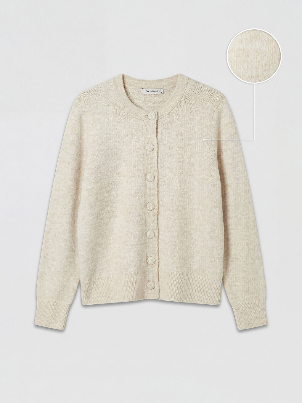 Bej Bisiklet Yaka Kadın Triko Hırka-4